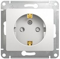 Розетка с заземлением без рамки Systeme Electric Glossa 1-м. шторки белый картинка